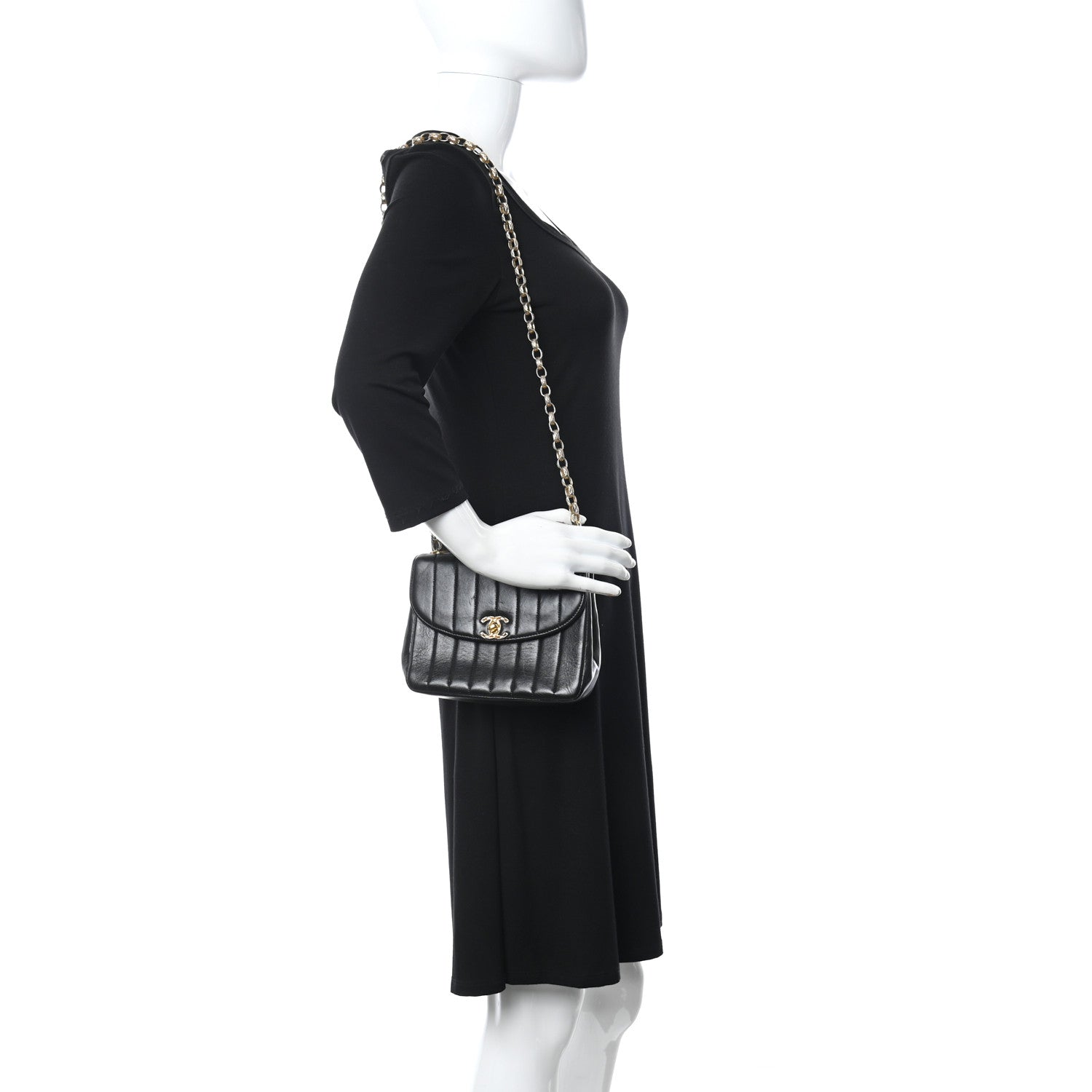 Chanel Lambskin Vertical Quilt Small Single Flap Black 2 of 15