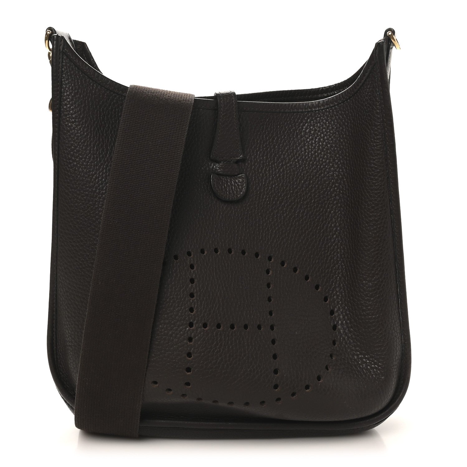 Hermes Taurillon Clemence Evelyne II PM Chocolate 1 of 9
