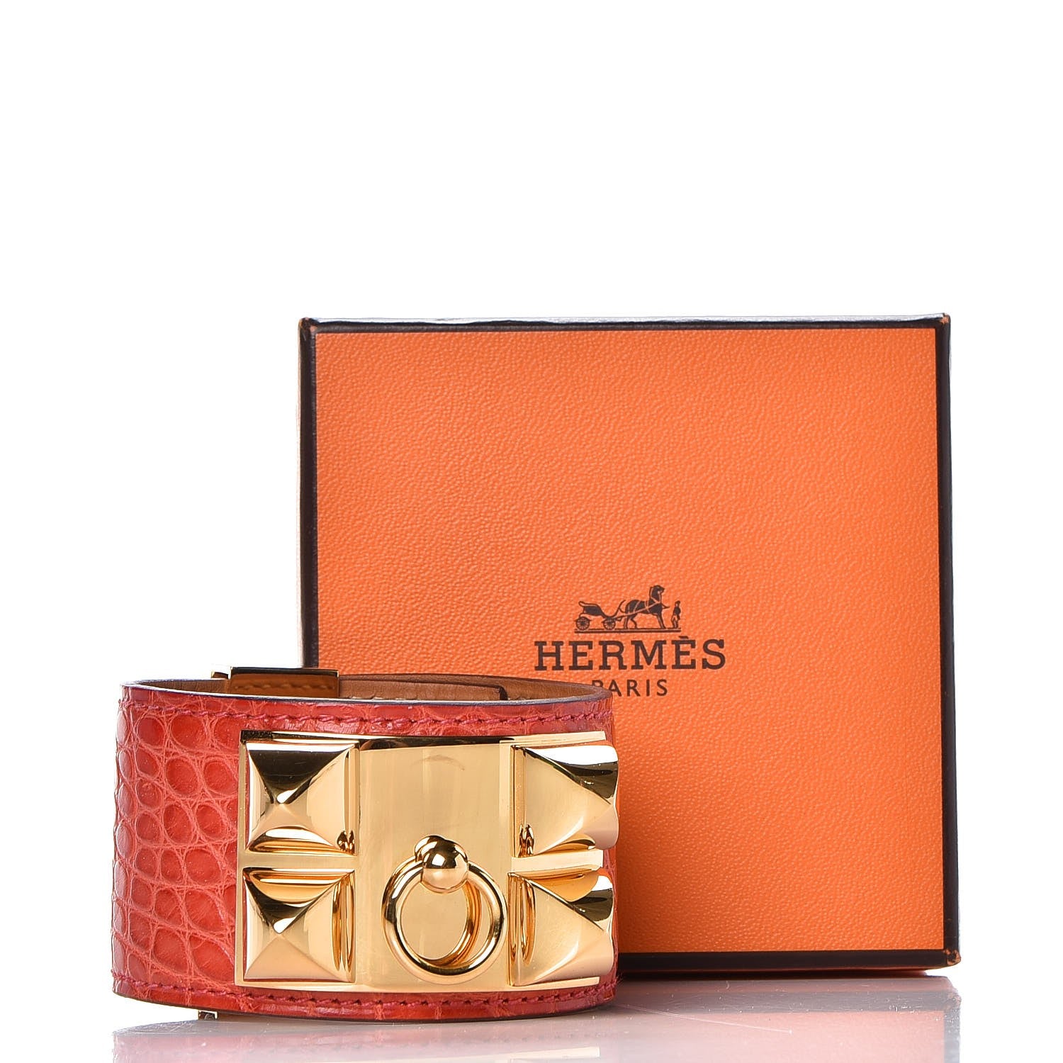 Hermes Shiny Alligator Collier De Chien CDC Bracelet S Bougainvillea 8 of 8