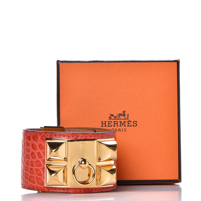 Hermes Shiny Alligator Collier De Chien CDC Bracelet S Bougainvillea 8 of 8