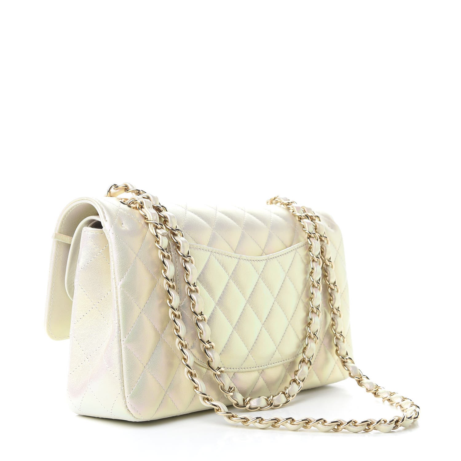 Chanel Iridescent Lambskin Quilted Medium Double Flap Ivory 3 of 10