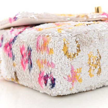 Chanel Sequin Logo Mini Rectangular Flap White Multicolor 9 of 11