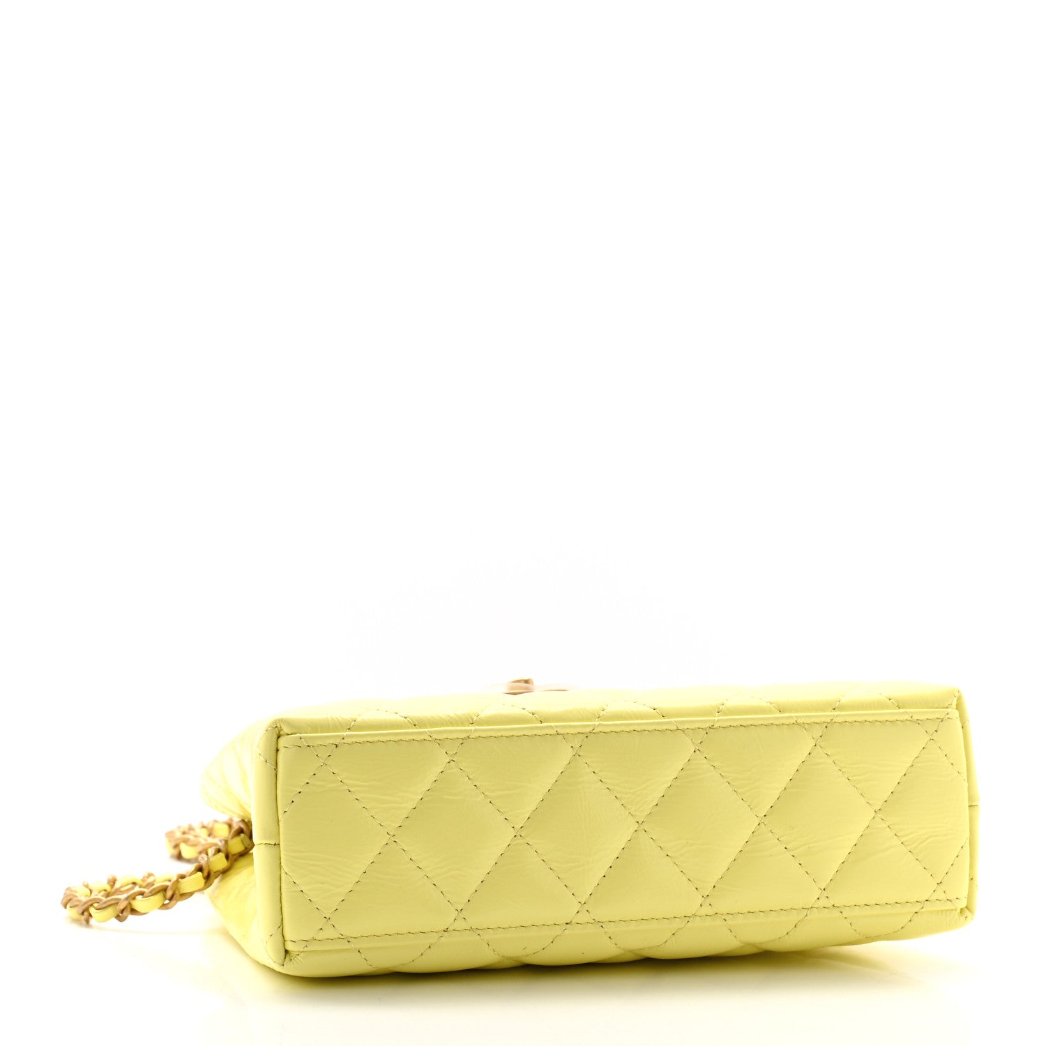 Chanel Shiny Aged Calfskin Quilted Nano Kelly Shopper Light Yellow 4 of 11