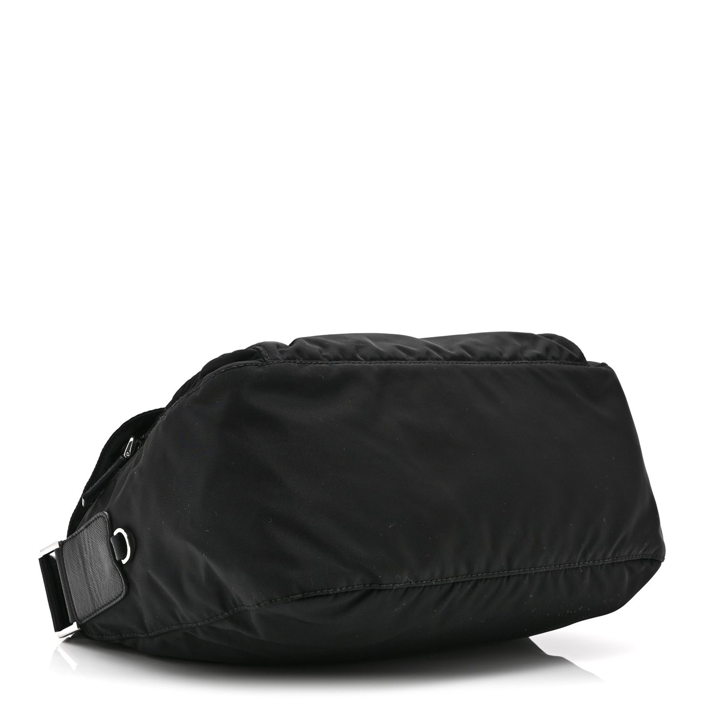 Re-Nylon Vela Saffiano Pocket Double Buckle Messenger Shoulder Bag Black