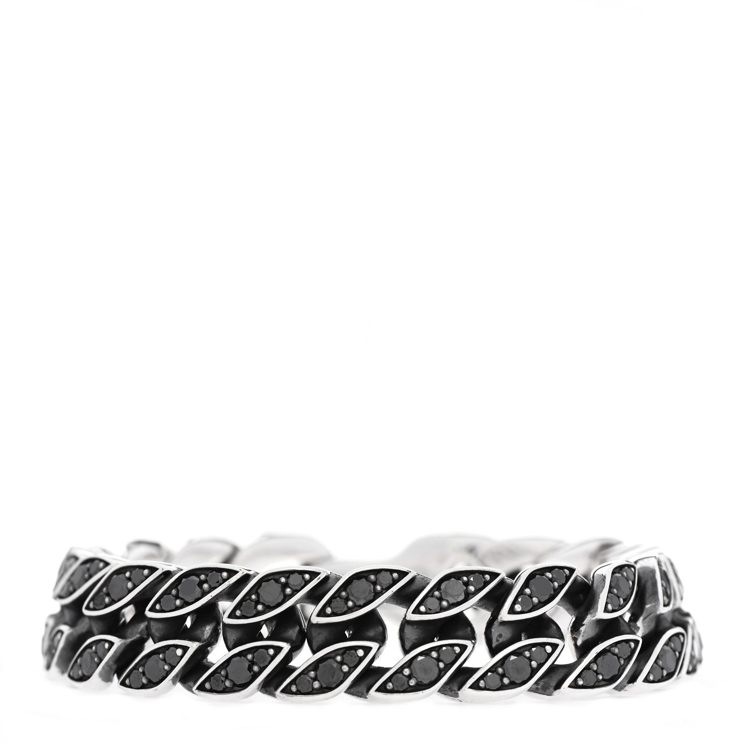 David Yurman Sterling Silver Black Diamond Curb Chain Bracelet 1 of 5