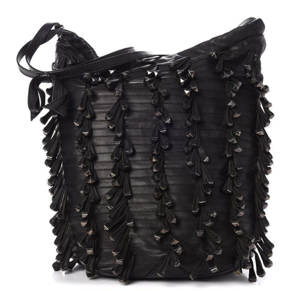 Valentino Garavani Lambskin Rockstud Fringe Bucket Black 1 of 10