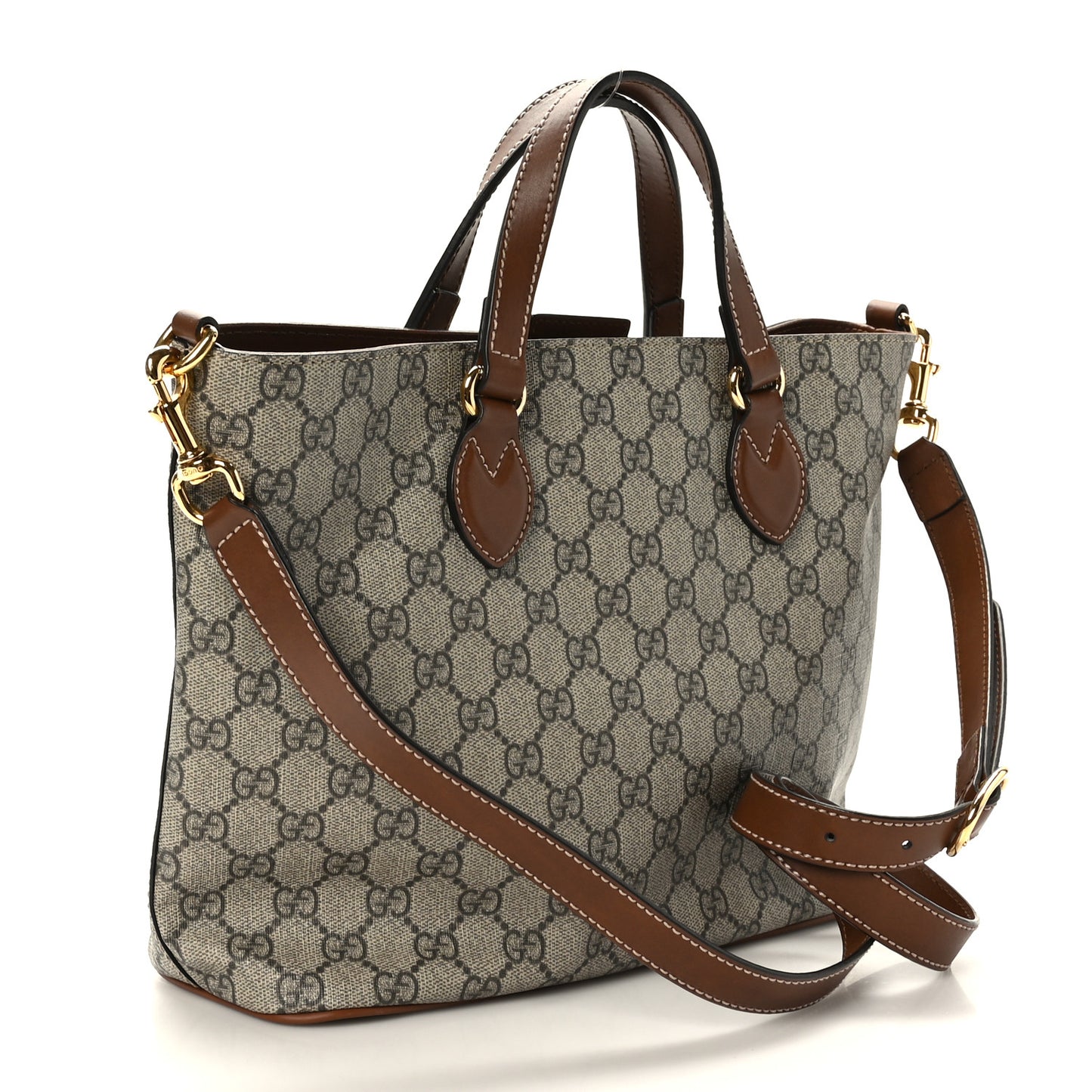 Soft GG Supreme Monogram Small Crossbody Tote Beige Cuir