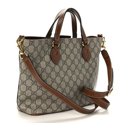 Gucci Soft GG Supreme Monogram Small Crossbody Tote Beige Cuir 3 of 10