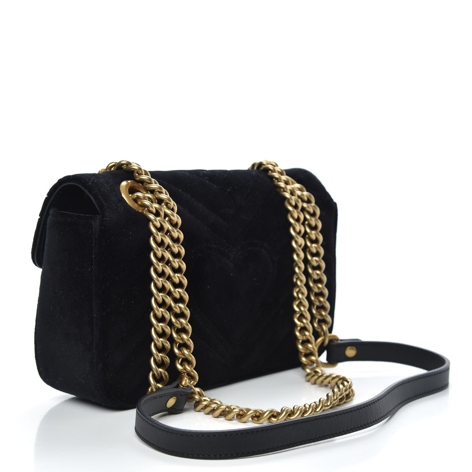 Gucci Velvet Matelasse Mini GG Marmont Shoulder Bag Black 3 of 9