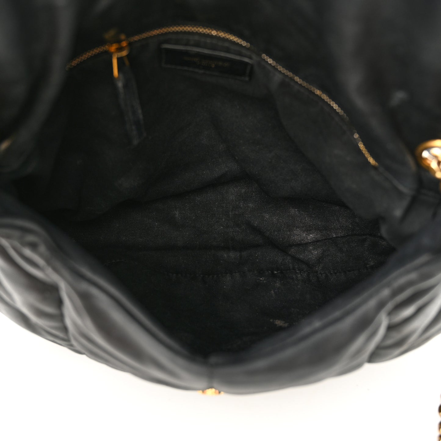 Lambskin Quilted Medium Loulou Puffer Monogram Chain Satchel Black