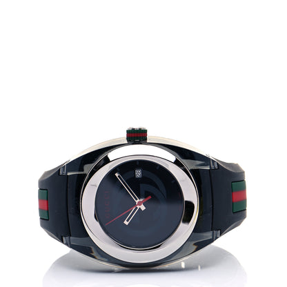 Gucci Stainless Steel Rubber 46mm Sync Web Quartz Watch Black 2 of 7