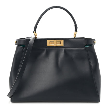 Fendi Vitello Morgan Shiny Nappa Medium Peekaboo Iconic Satchel Lavagna Lago 1 of 11