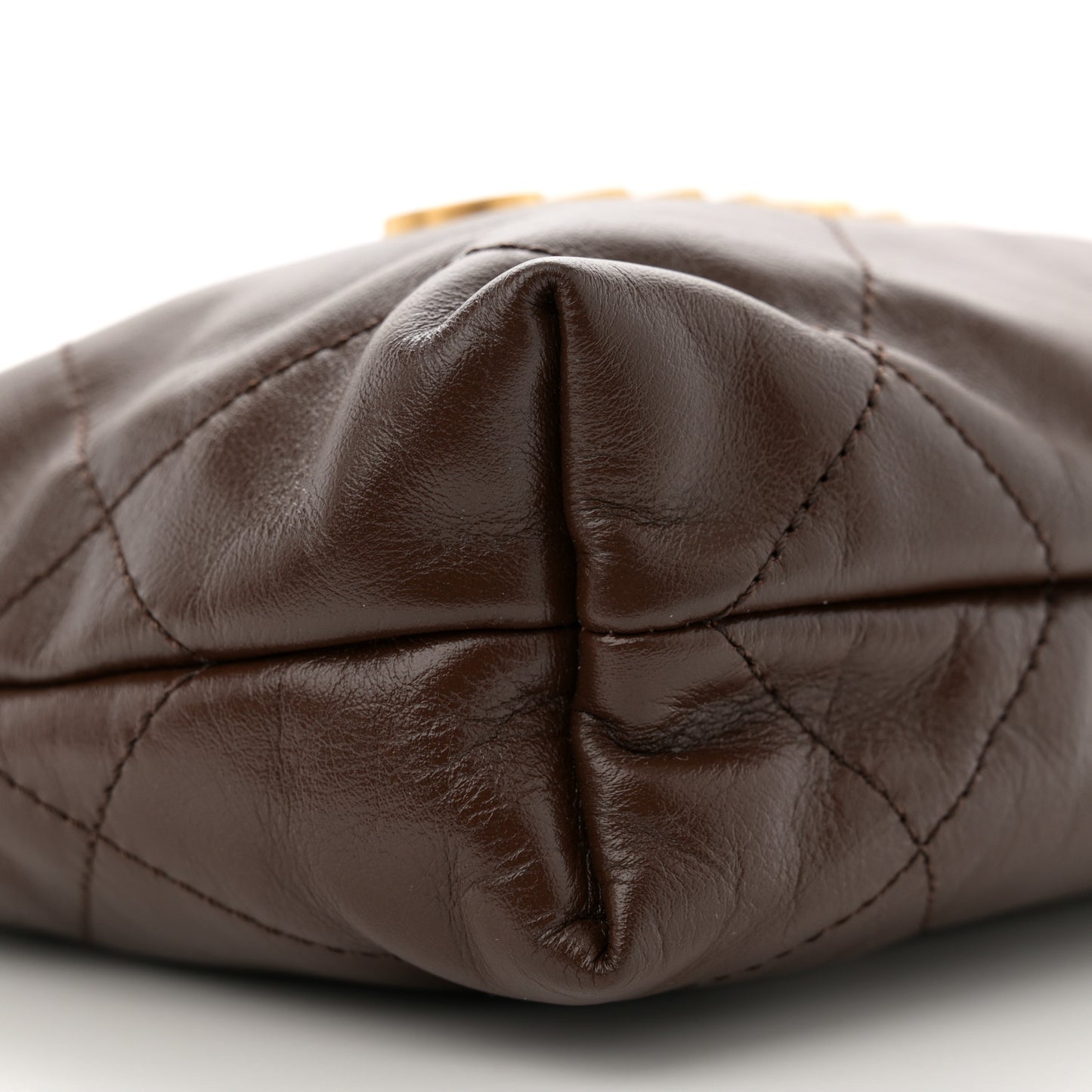 Shiny Calfskin Quilted Mini Chanel 22 Brown