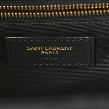 Saint Laurent Grain De Poudre Textured Mixed Matelasse Large Triquilt Monogram Satchel Black 6 of 9