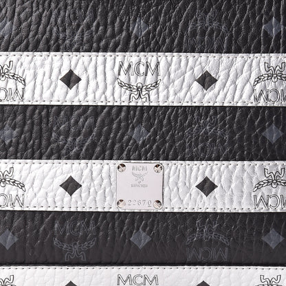 MCM Metallic Visetos Striped Medium Anya Shopper Tote Black Silver 11 of 11