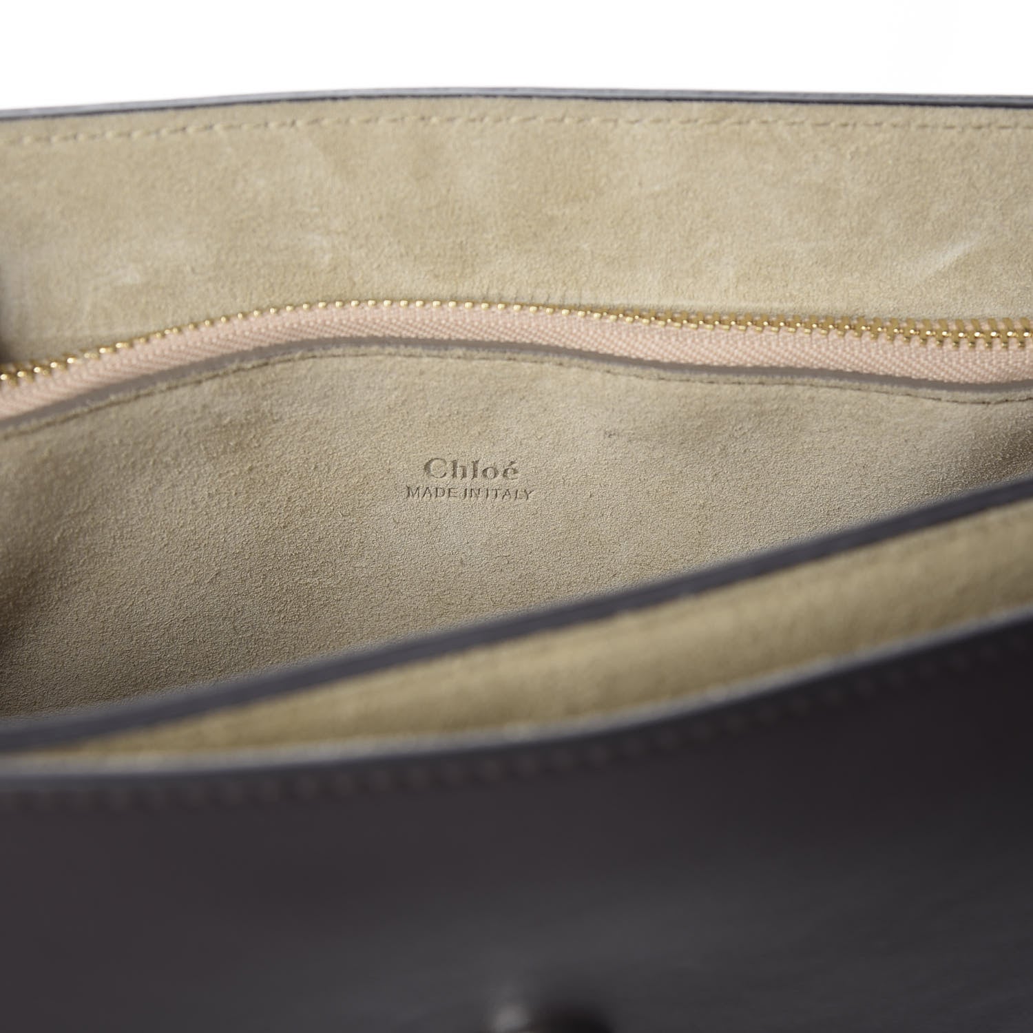Chloe Calfskin Suede Medium Faye Shoulder Bag Carbon Brown 8 of 10