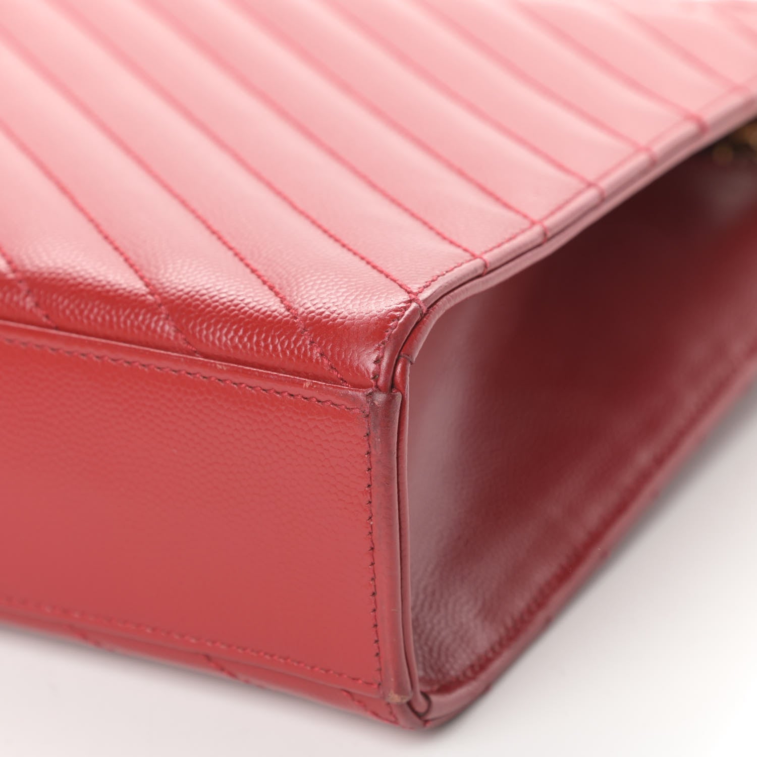 Saint Laurent Grain De Poudre Matelasse Chevron Large Monogram Satchel Lipstick Red 11 of 15