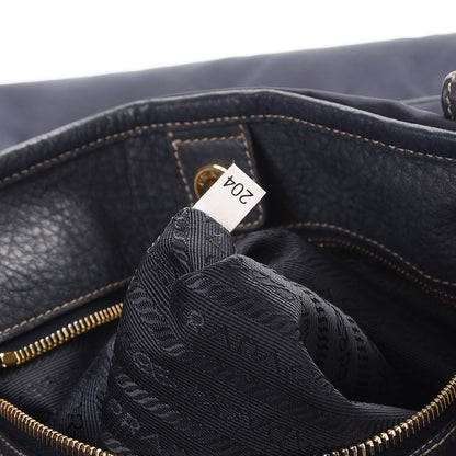 Prada Tessuto Nylon Vitello Daino Tote Blue 8 of 15