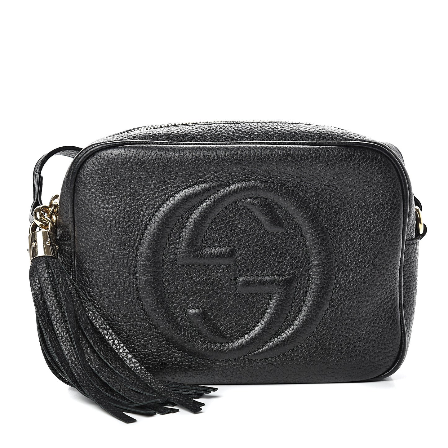 Pebbled Calfskin Small Soho Disco Bag Black