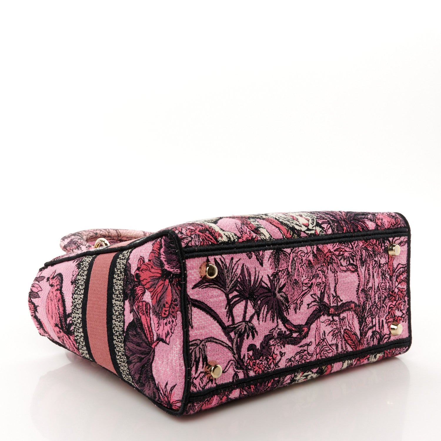 Christian Dior Toile de Jouy Voyage Embroidered Medium Lady D-Lite Fuchsia Multicolor 4 of 10