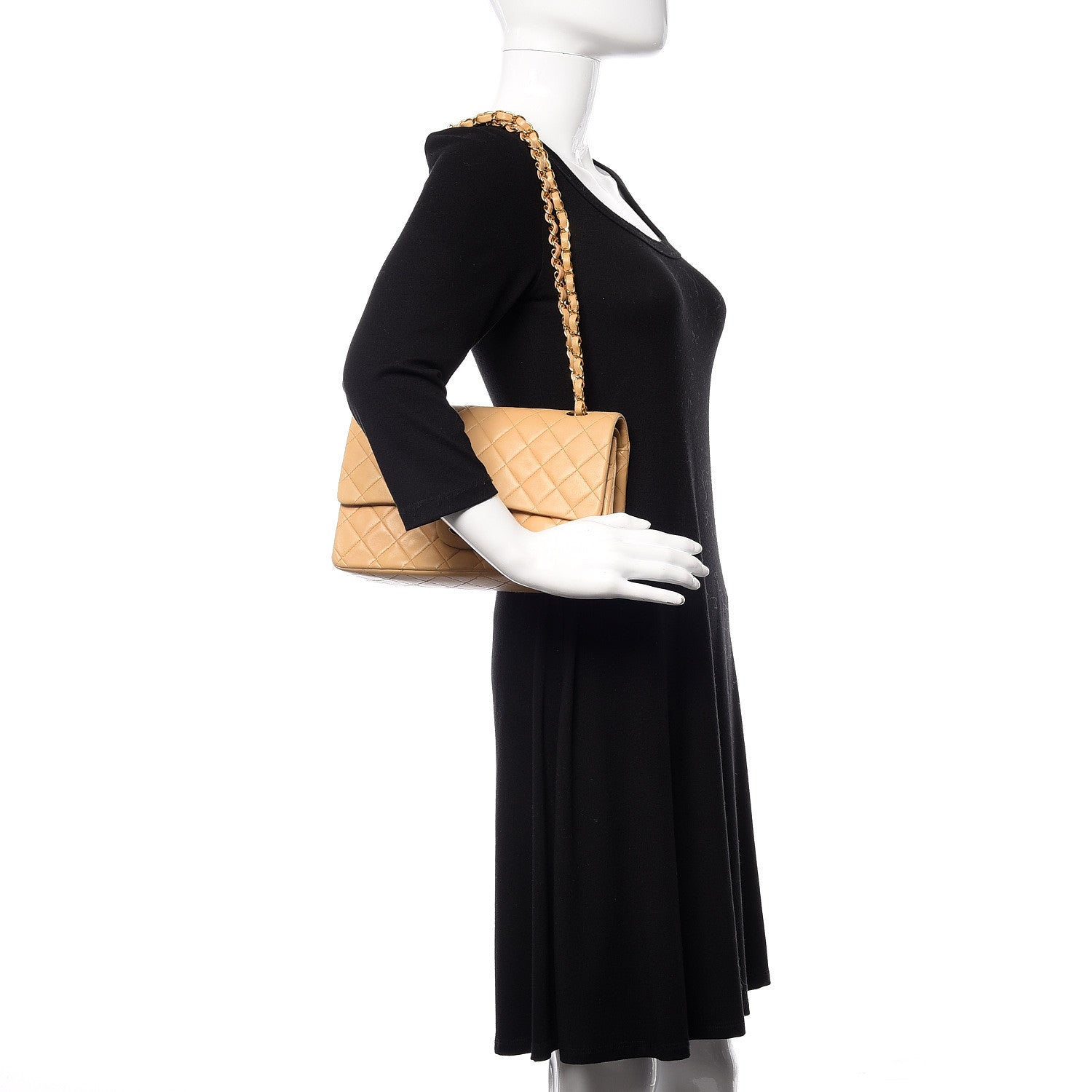 Chanel Lambskin Quilted Medium Double Flap Beige 2 of 14