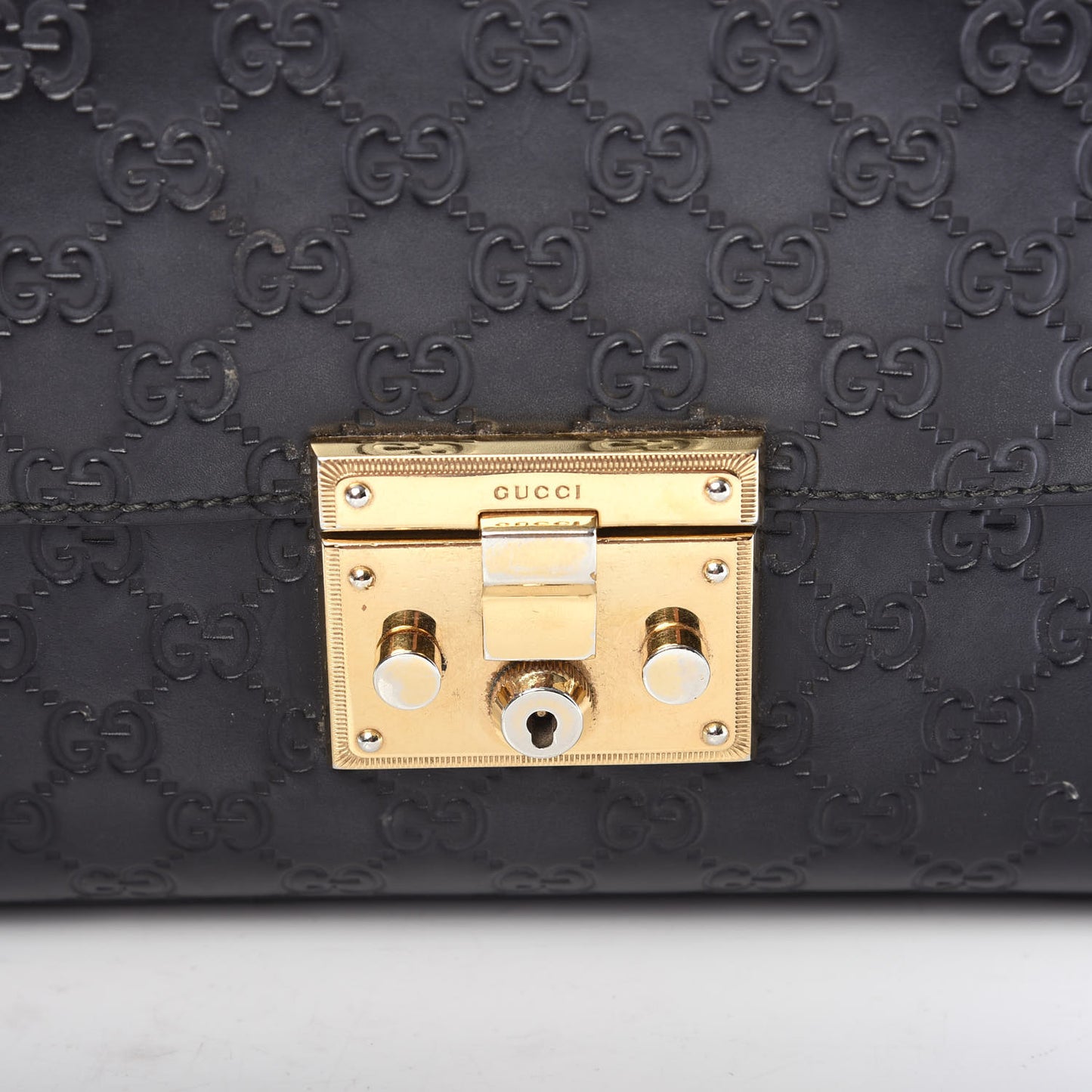 Guccissima Medium Padlock Shoulder Bag Black