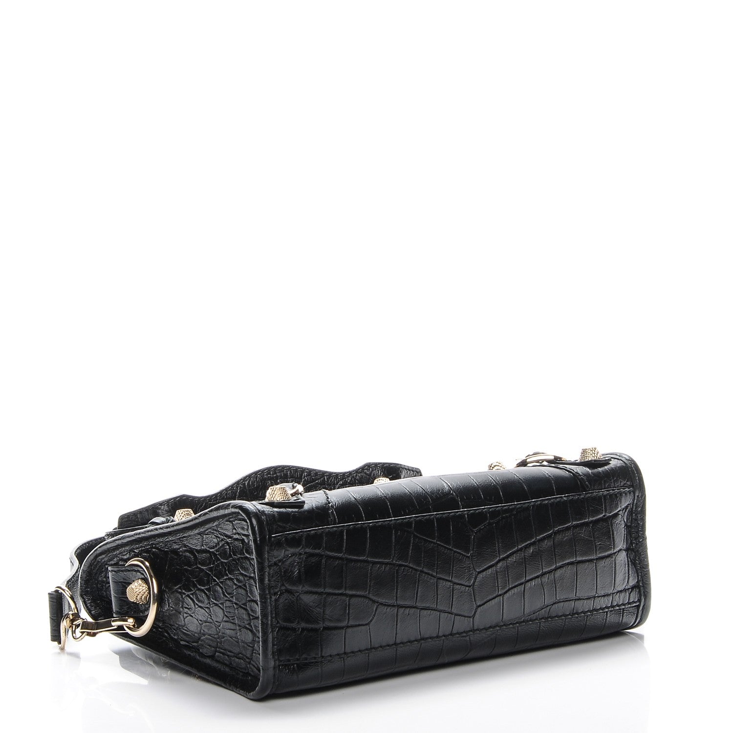 Balenciaga Calfskin Crocodile Embossed Giant 12 Gold Hardware Mini City Black 4 of 7