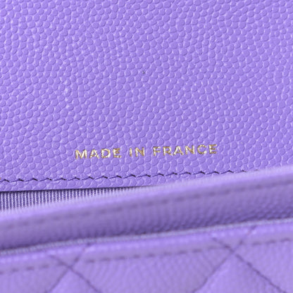 Chanel Caviar Quilted Flap Card Holder Wallet Purple 7 of 9