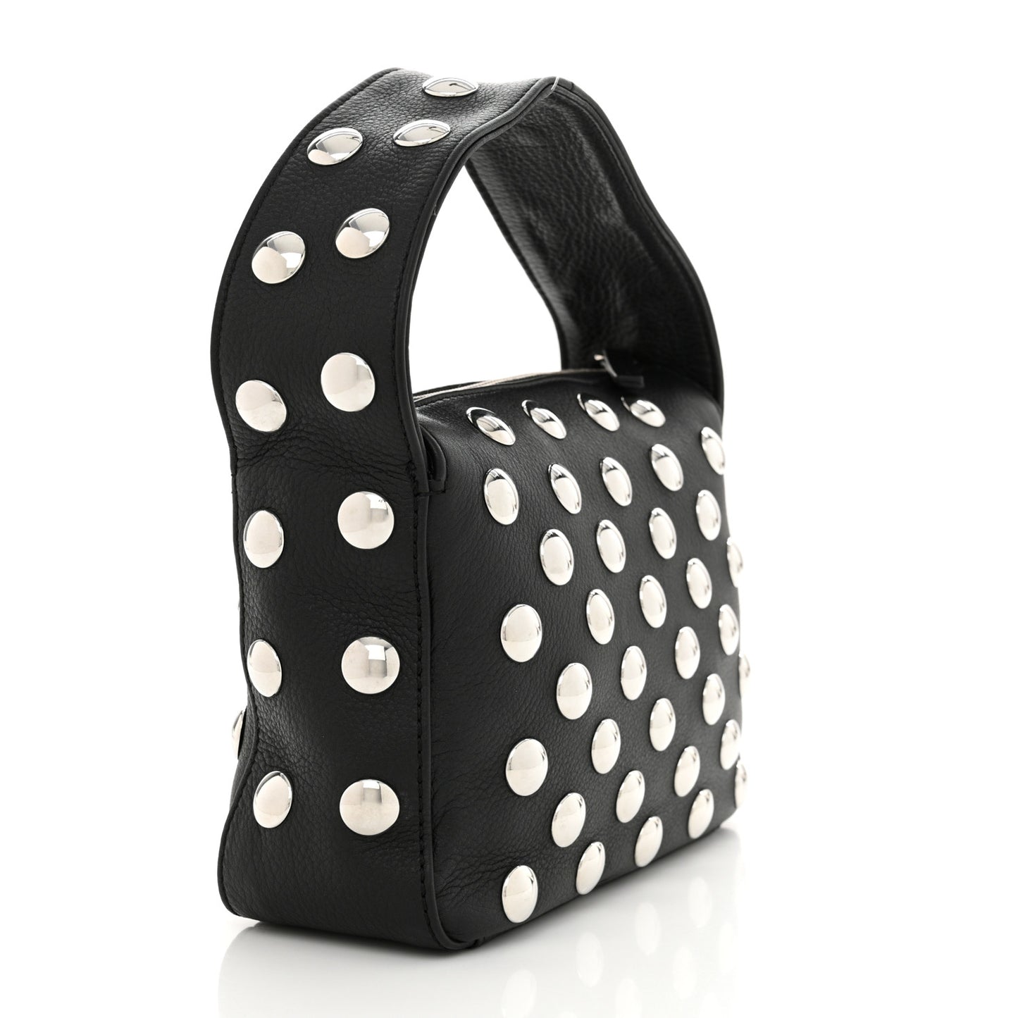 Pebbled Sport Calfskin Studded Small Elena Black