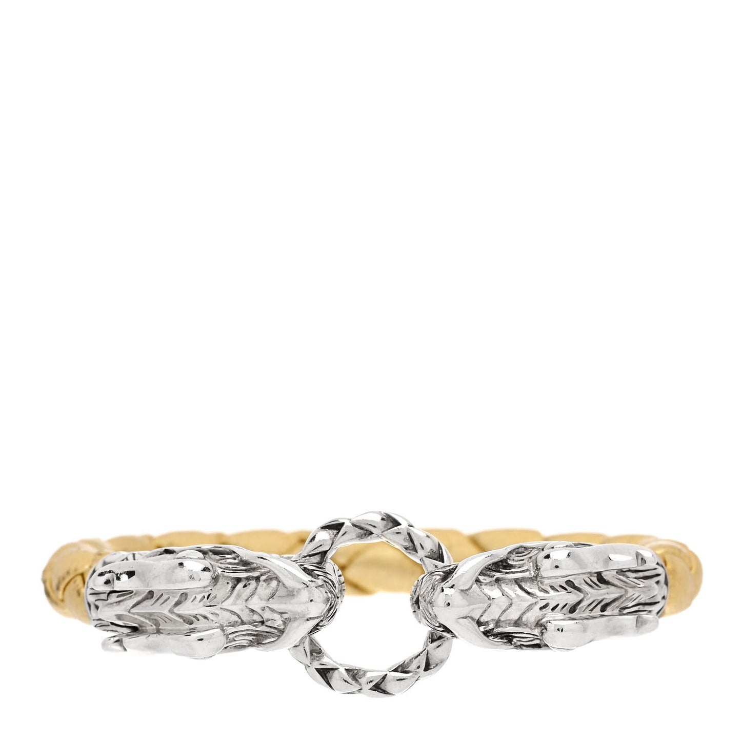 Sterling Silver Leather Naga Dragon Legend Bracelet Gold