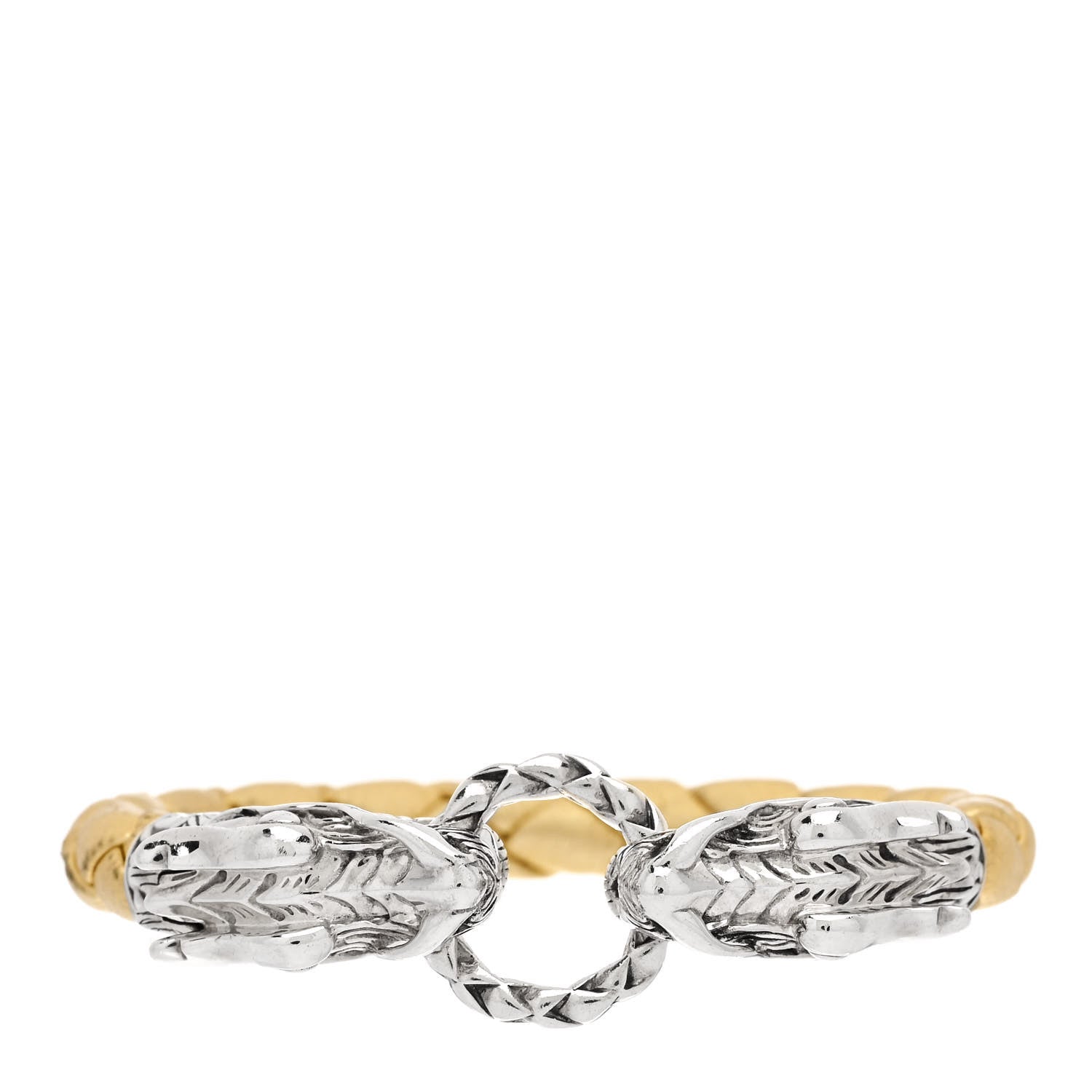 John Hardy Sterling Silver Leather Naga Dragon Legend Bracelet Gold 2 of 4