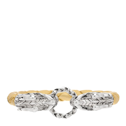 John Hardy Sterling Silver Leather Naga Dragon Legend Bracelet Gold 2 of 4