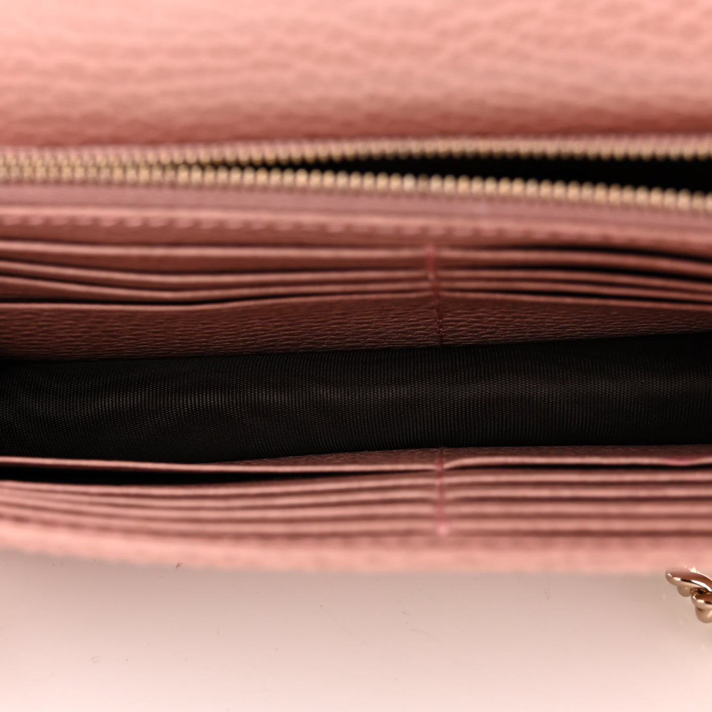 Dollar Calfskin Interlocking G Chain Wallet Soft Pink