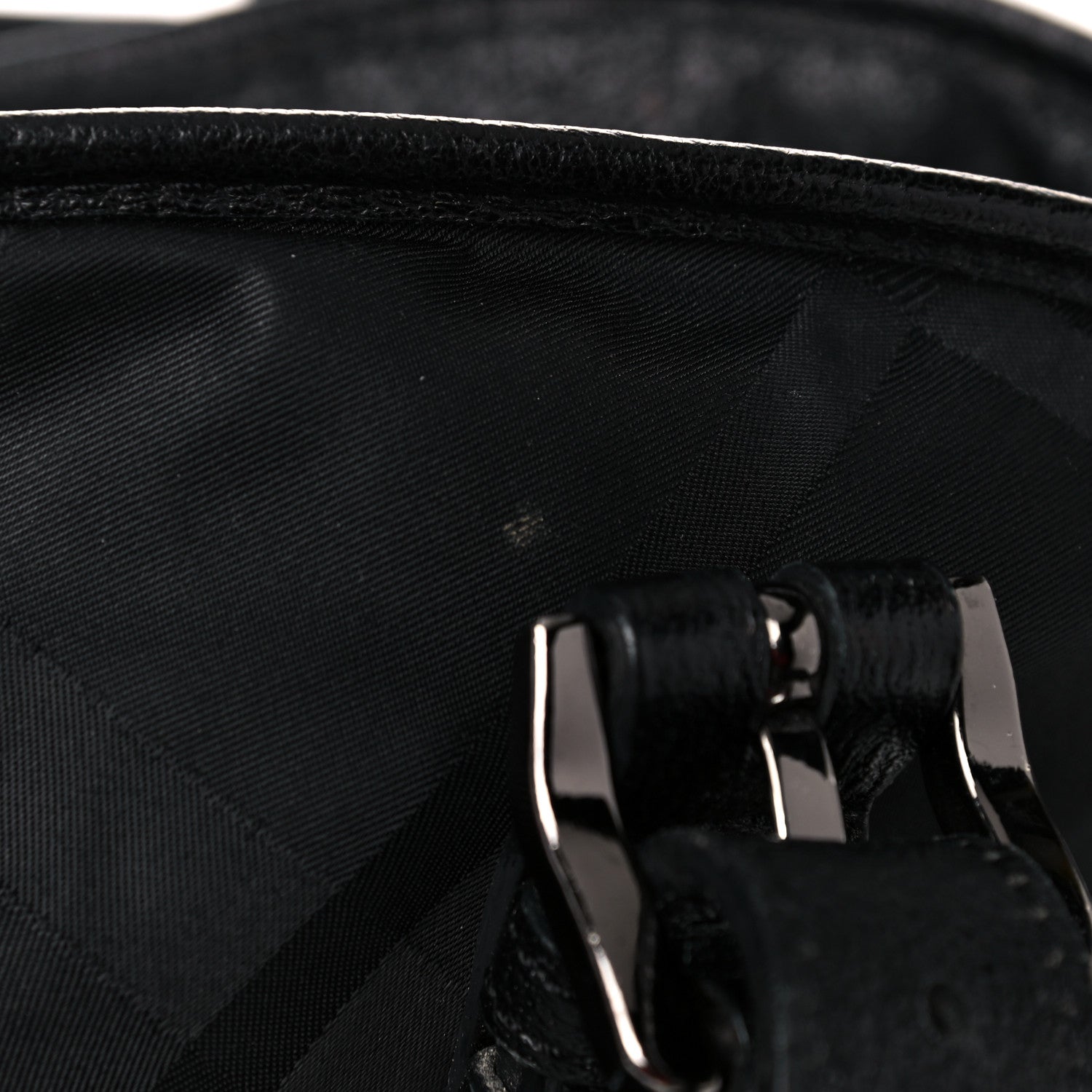 Burberry Nylon Tonal Check Drawstring Tote Black 13 of 18