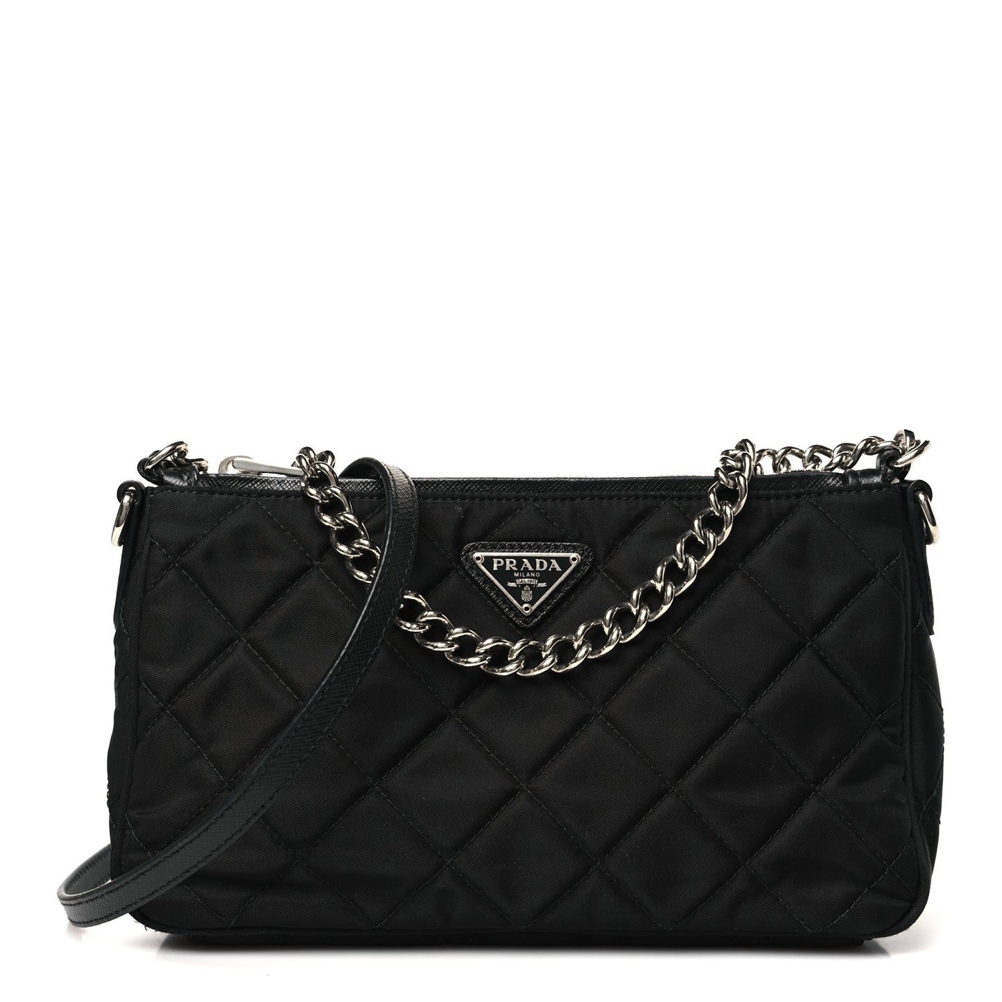Nylon Tessuto Impuntu Quilted Crossbody Bag Black