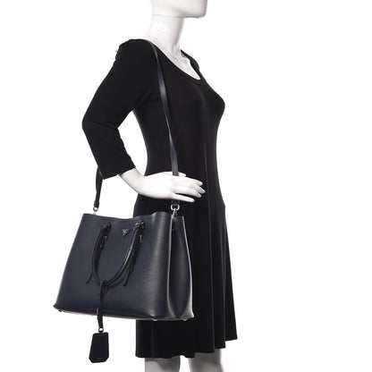 Prada Saffiano Cuir Medium Double Handle Tote Baltico Astrale 2 of 14