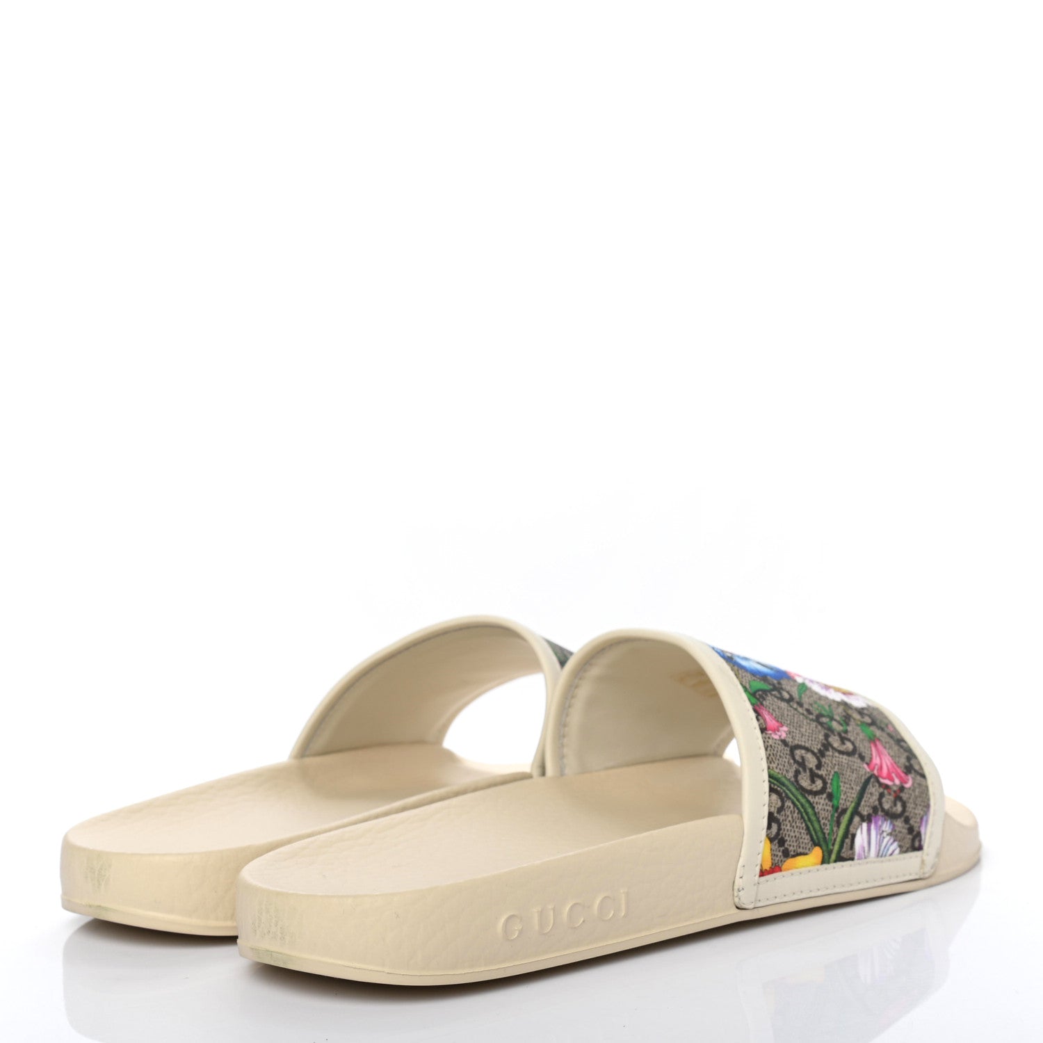 Gucci GG Supreme Monogram Flora Pursuit Slide Sandals 39 White 4 of 7