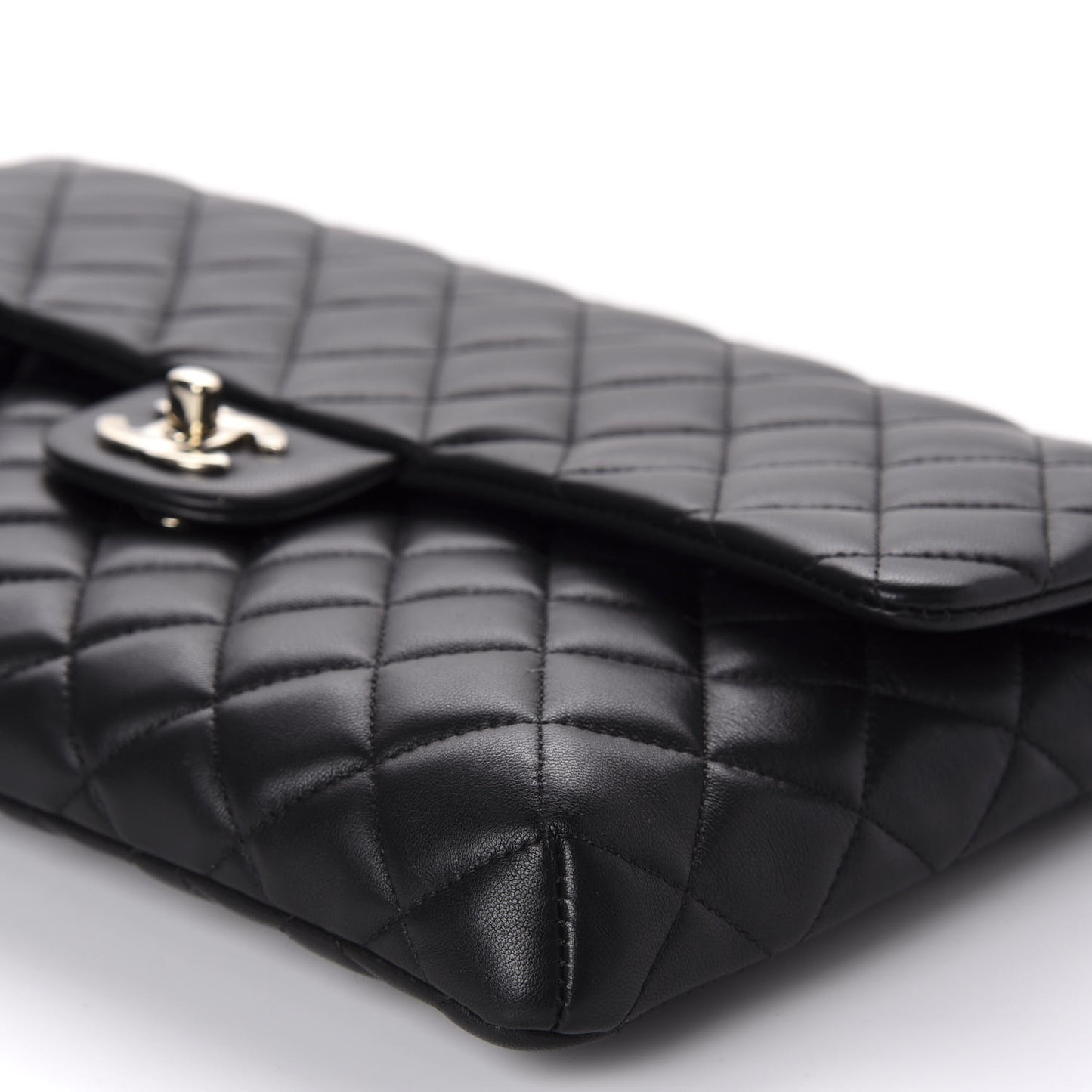 Lambskin Quilted Flap Clutch Black