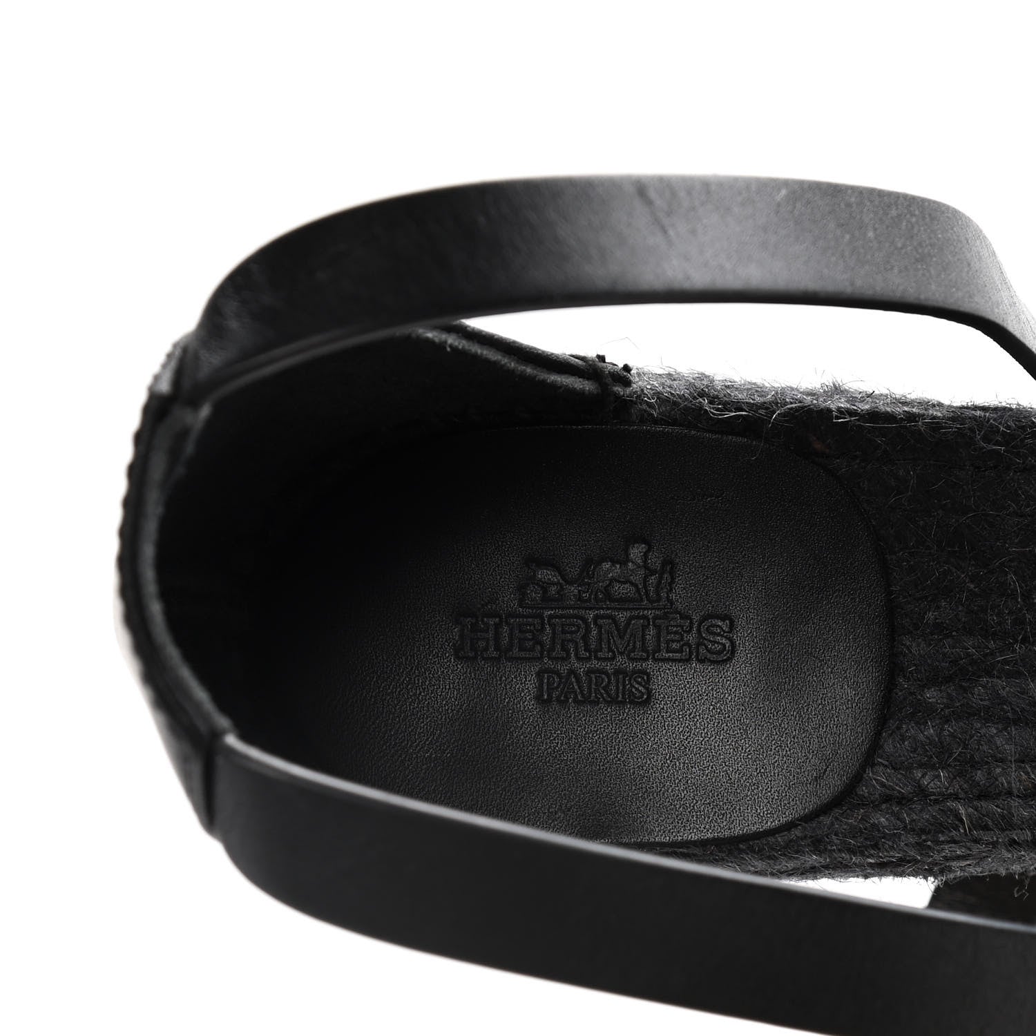 Hermes Calfskin Tipoli Espadrille Wedges 37 Black 9 of 14
