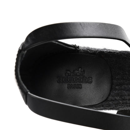 Hermes Calfskin Tipoli Espadrille Wedges 37 Black 9 of 14