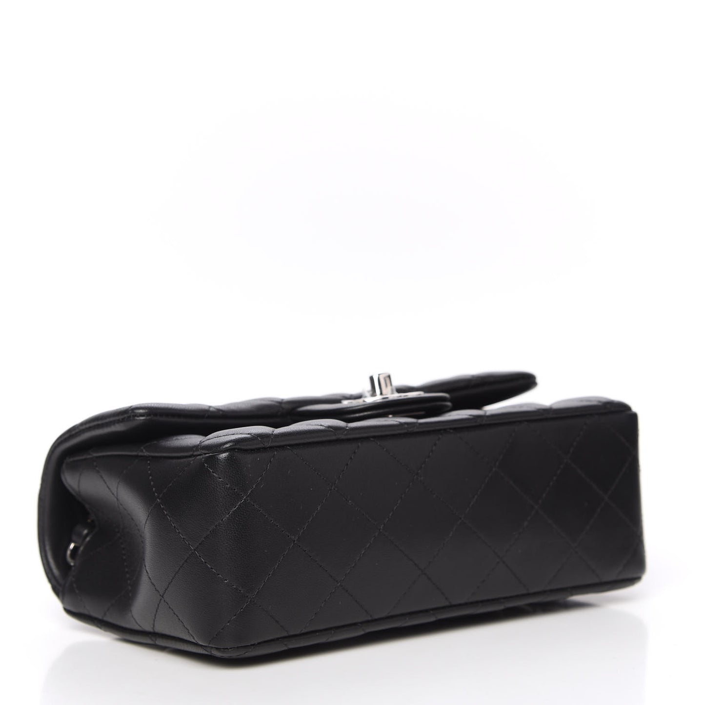 Lambskin Quilted Mini Rectangular Flap Black