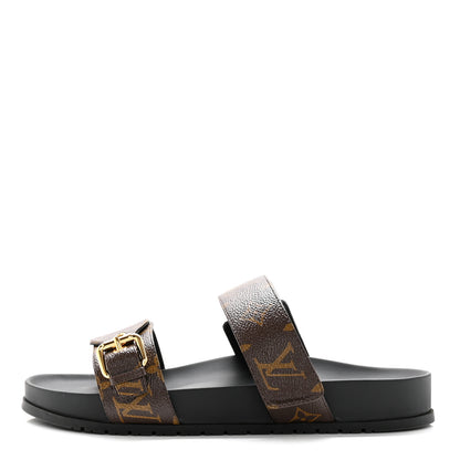 Louis Vuitton Monogram Bom Dia Mule Sandals 39.5 Black 1 of 9