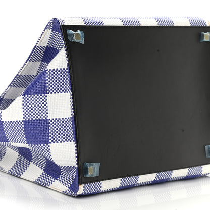 Celine Gingham Woven Medium Phantom Luggage Cobalt 8 of 9
