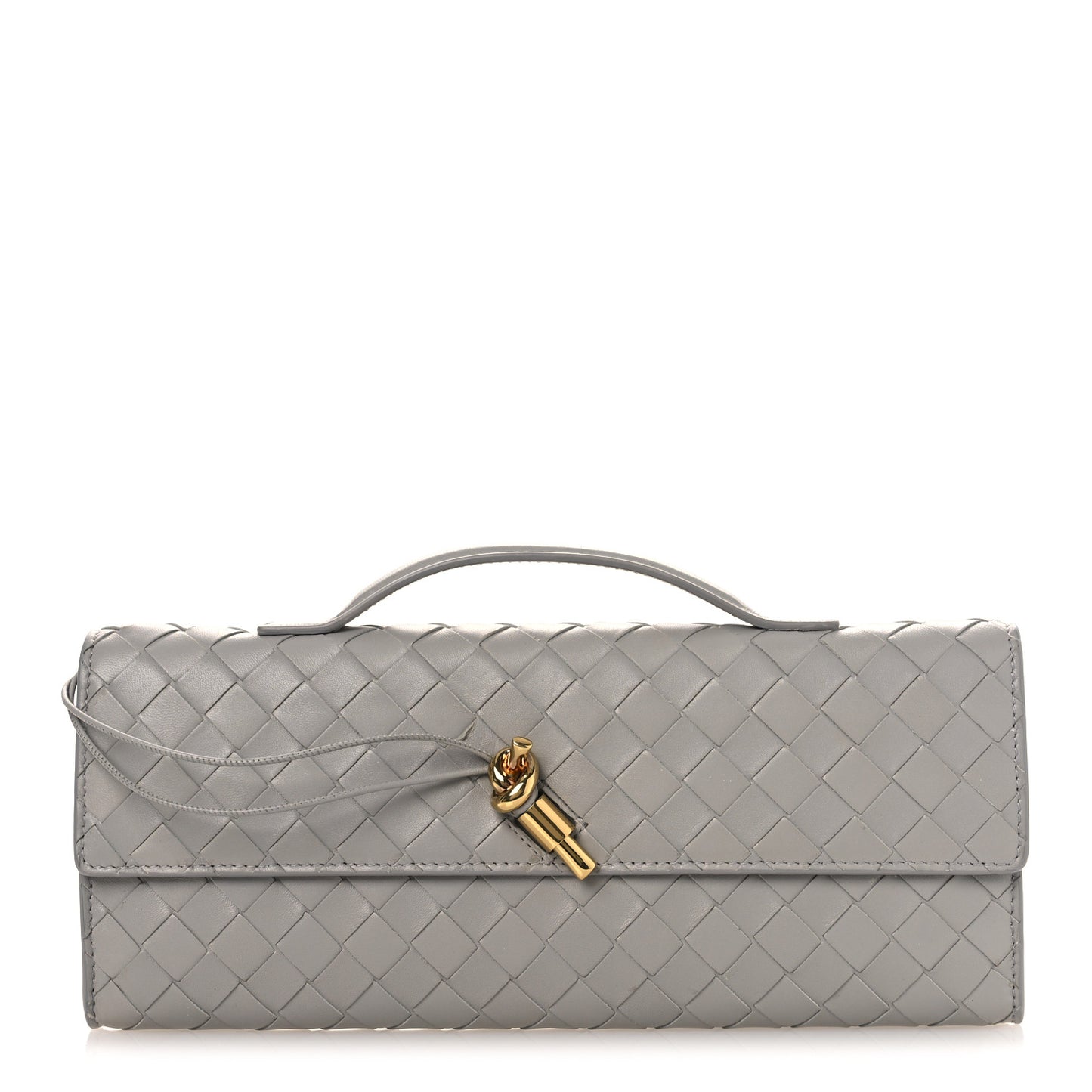 Nappa Intrecciato Long Andiamo Top Handle Clutch Sterling