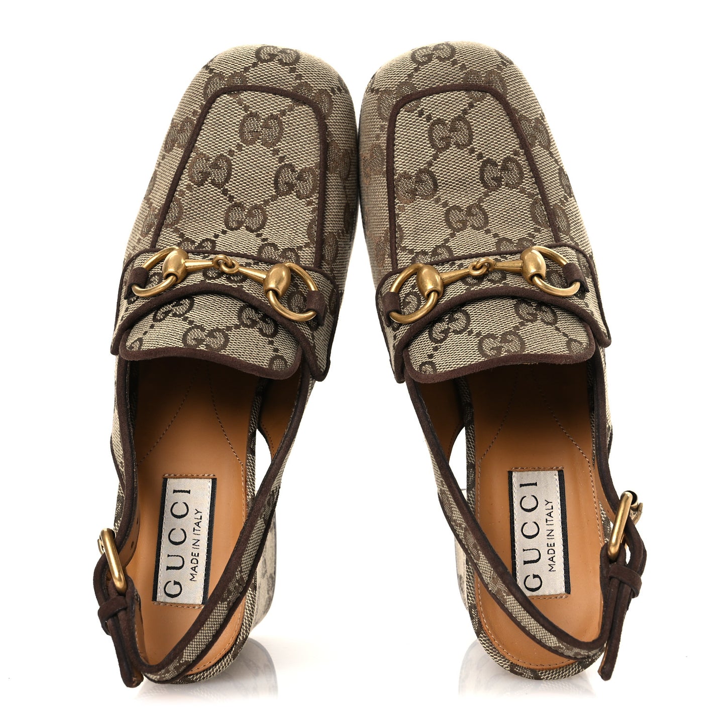 Monogram Kid Scamosciato Horsebit Platform 25/85mm Slingback Mules 35.5 Beige Ebony New Acero