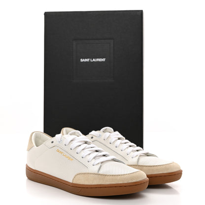 Saint Laurent Calfskin Perforated Suede SL10 Court Classic Low Top Sneakers 37 White 9 of 9