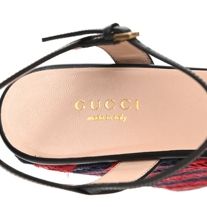 Gucci Lifford Calfskin Aitana Espadrille Platform 45/130mm Wedge Sandals 35 Black 8 of 11