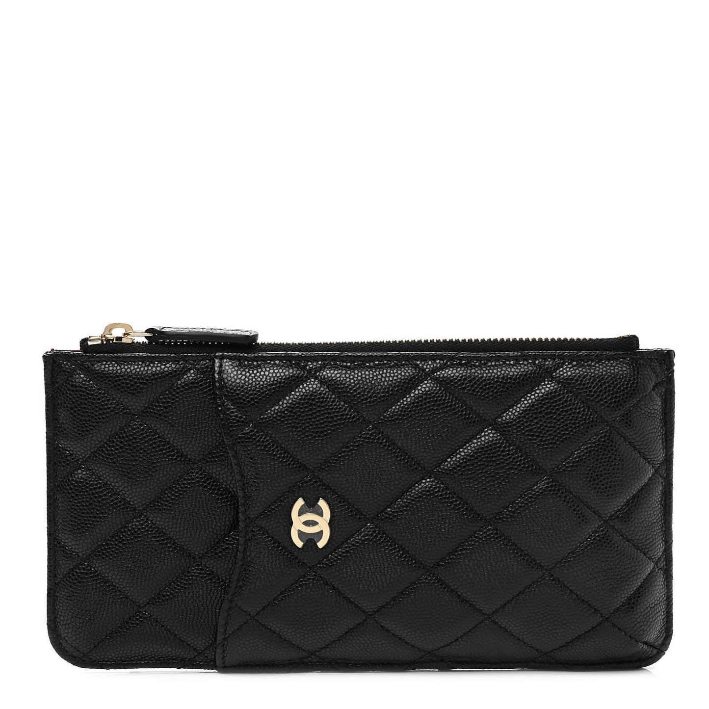 Caviar Quilted Classic Flat Wallet Pouch Black
