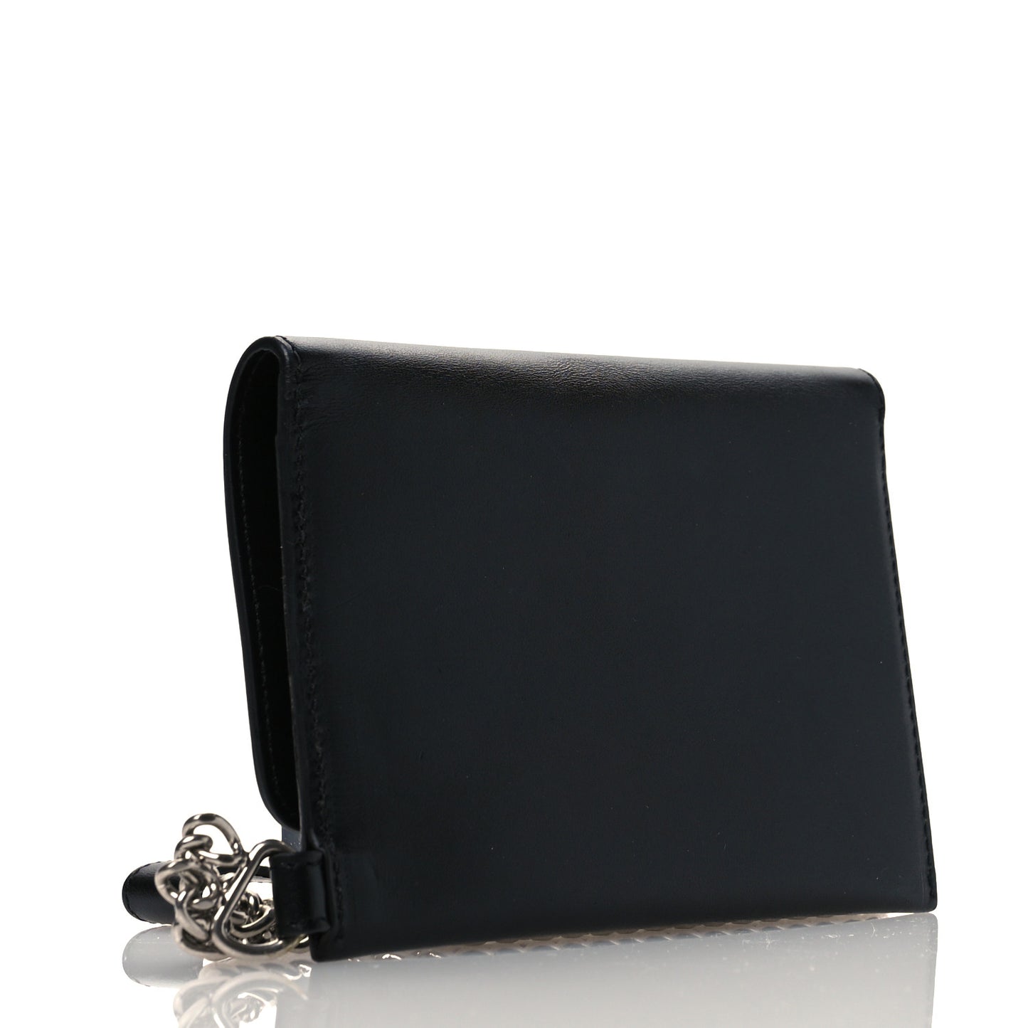 Smooth Calfskin Biker Wallet On Chain Black