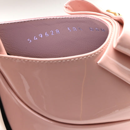 Gucci Patent Crystal GG Bow Sadie Spike Ankle Strap d'Orsay Platform High Heel Pumps 38.5 Perfect Pink 9 of 10